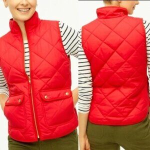 J. Crew Excursion Quilted Red Vest Preppy Academia Style